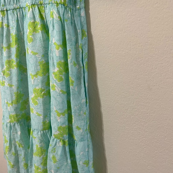 NWT Vineyard Vines Puff Sleeve Dress Green Blue V-Neck Mini Floral Pockets Sz XS - Picture 5 of 10